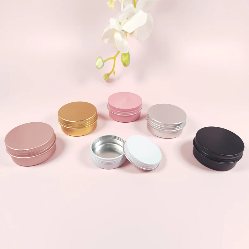 

30Pcs 5g-60g Aluminum Jars Lip Balm Cans Tea Storage Pots Makeup Travel Container Refillable Bottle Metal Cosmetic Tins Colored