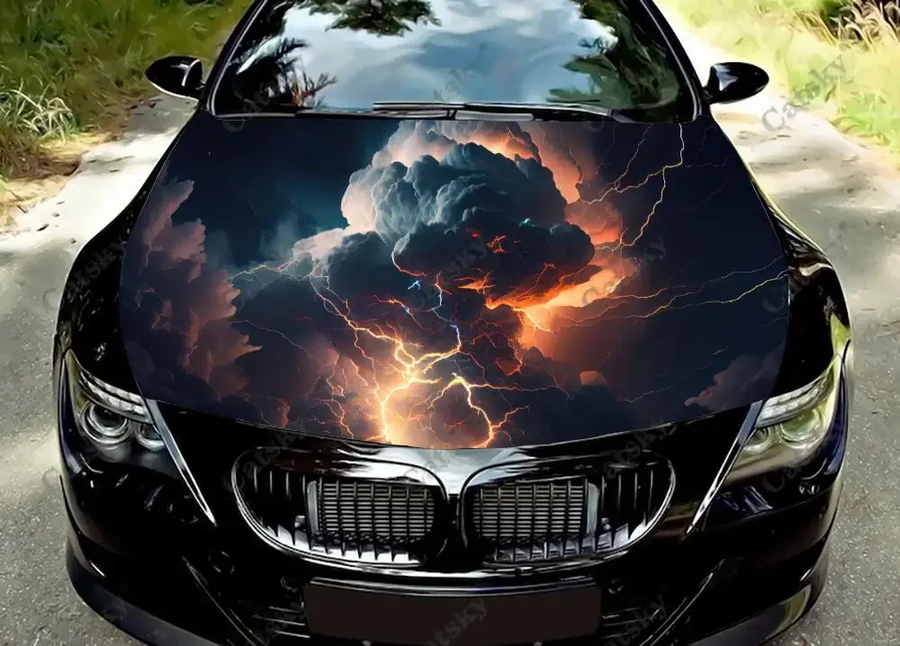 

Thunder Storm With Clouds Car Hood Decal Truck Decals Vinyl Sticker Graphic Wrap Stickers Trucks Cars Bonnet Vinyls