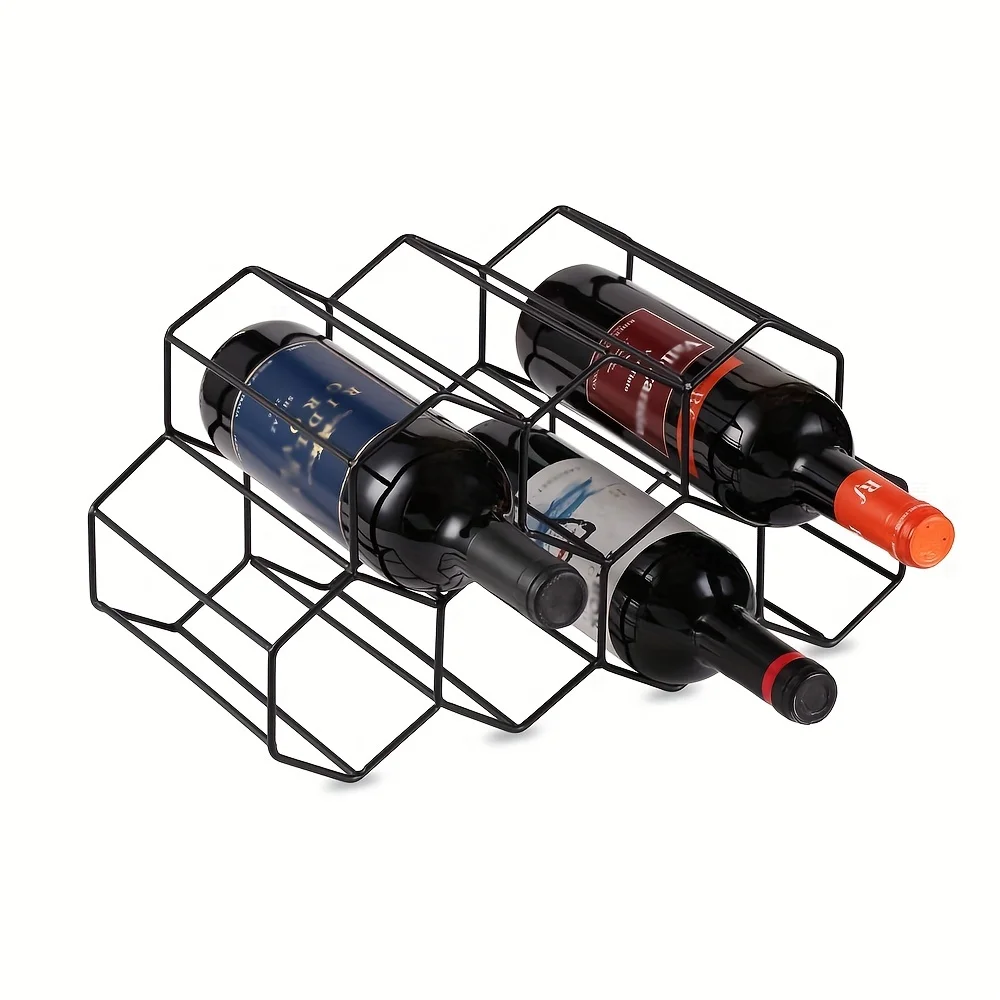 1pc 9-Bottle Capacity Metal Wine Rack, Countertop Free-Standing Wine Storage Holder, Space Saver Protector For Red & White Wines
1pc 9-Bottle Capacity Metal Wine Rack, Countertop Free-Standing Wine Storage Holder, Space Saver Protector For Red & White Wines