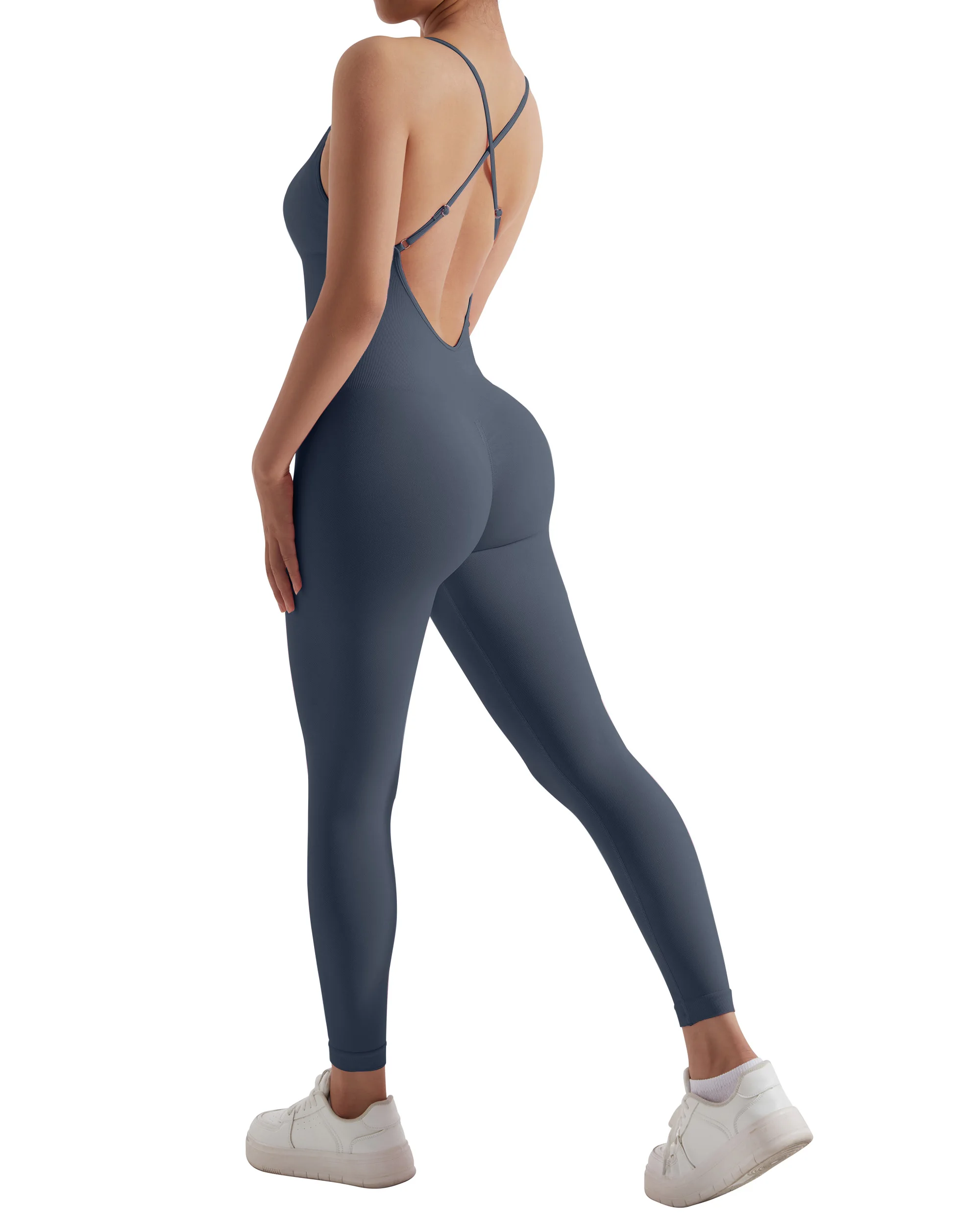 Women Strappy Backless One Piece Jumpsuits Tummy Control Shapewear Square Neck Padded Tracksuits Workout Rompers Jumpsuits Women Strappy Backless One Piece Jumpsuits Tummy Control Shapewear Square Neck Padded Tracksuits Workout Rompers Jumpsuits