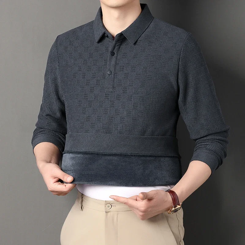 2024 Men's New Lapel Solid Colored Plush Long Sleeved POLO Shirt Men Clothing
2024 Men's New Lapel Solid Colored Plush Long Sleeved POLO Shirt Men Clothing