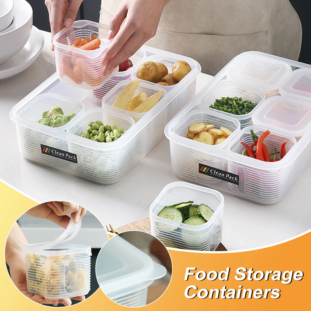 Food Storage Containers with Lids Airtight Plastic Reusable Fresh Keeping 6 Detachable Small Boxes for Meat Fruits Vegetables
Food Storage Containers with Lids Airtight Plastic Reusable Fresh Keeping 6 Detachable Small Boxes for Meat Fruits Vegetables
