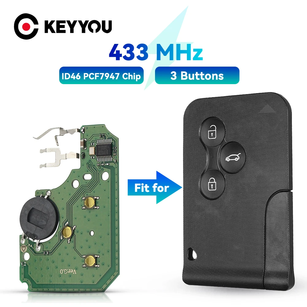 KEYYOU для Renault Clio Logan Megane Scenic Grand 2003-2008 3 кнопки 433 МГц ID46 PCF7947 чип дистанционный Автомобильный ключ
KEYYOU для Renault Clio Logan Megane Scenic Grand 2003-2008 3 кнопки 433 МГц ID46 PCF7947 чип дистанционный Автомобильный ключ