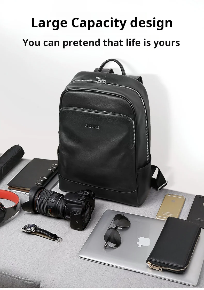 حقيبة ظهر عصرية من جلد البقر الطبيعي، حقيبة كتف مزدوجة فاخرة خفيفة الوزن، حقيبة رجالية أنيقة للأعمال حقيبة ظهر عصرية من جلد البقر الطبيعي، حقيبة كتف مزدوجة فاخرة خفيفة الوزن، حقيبة رجالية أنيقة للأعمال