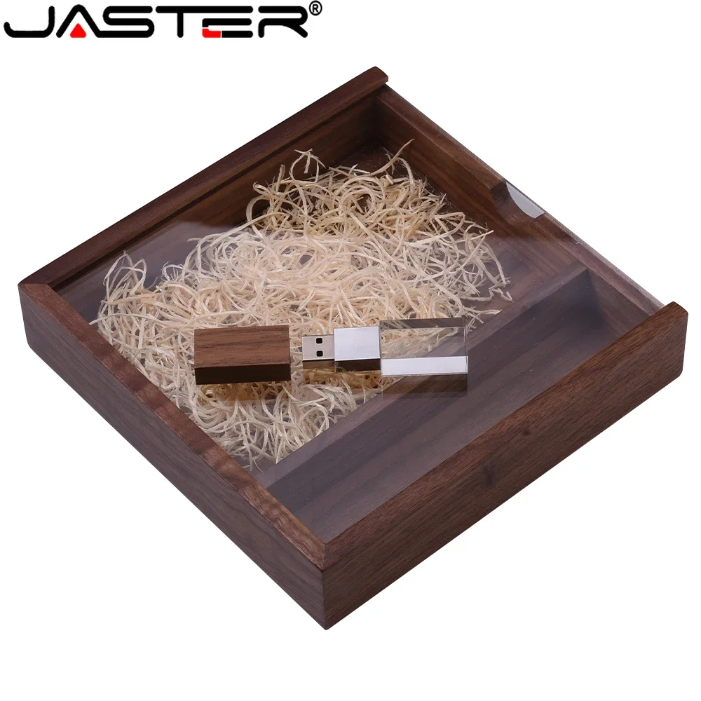 

JASTER Walnut Wooden + Box USB 2.0 Flash Drive 64GB pendrive 32GB Pen Drives 16GB U Disk 8GB 4GB wedding gift Memory Stick