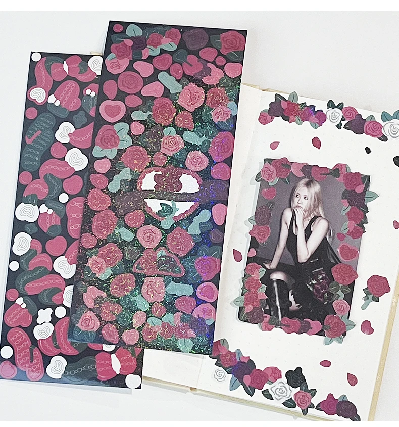 Tanio 4 arkusze Bling romantyczna róża naklejki na karty albumu na zdjęcia sklep
