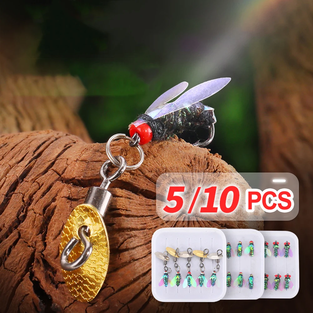 5/10pcs Fly Hooks Flies Insect Lures Bait Fly Fishing Decoy Bait Sequins Fishhook White Stripe Carp Fishing Lures Accessories
5/10pcs Fly Hooks Flies Insect Lures Bait Fly Fishing Decoy Bait Sequins Fishhook White Stripe Carp Fishing Lures Accessories