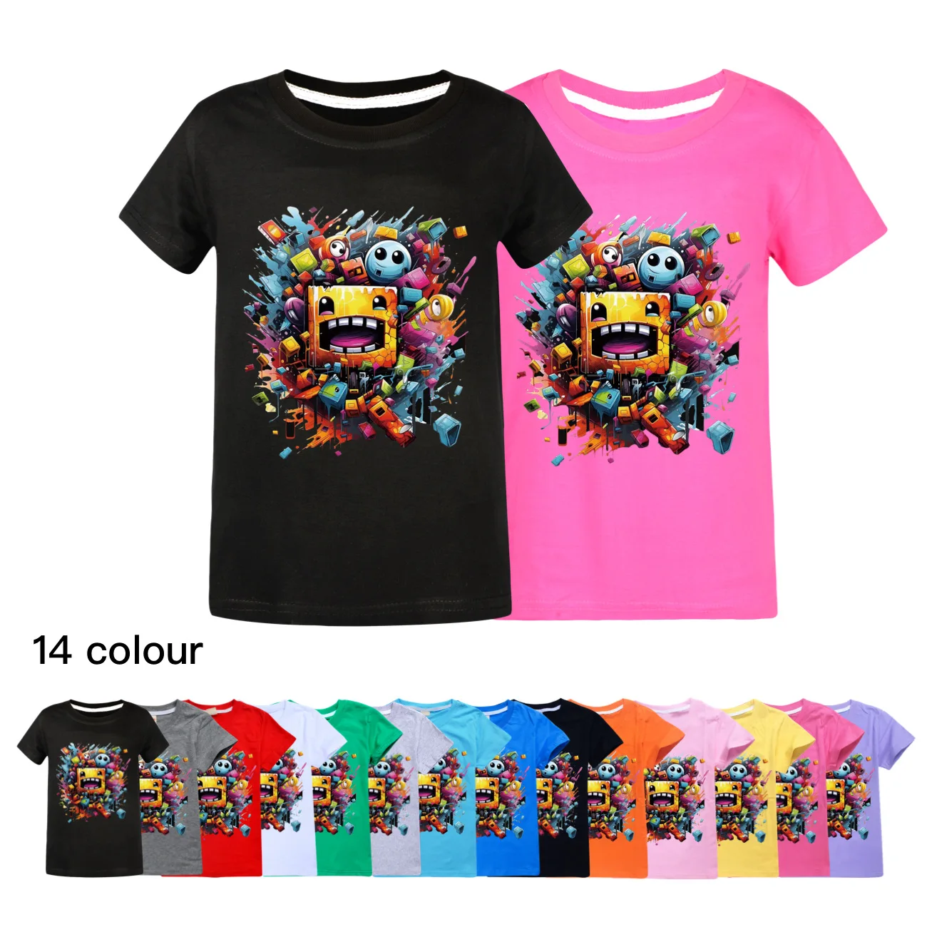 

Newest Geometry Dash T Shirt Kids Cartoon Clothes Boys Cotton T-shirts Children Fashion Clothing Toddler Girls Short Sleeve Tops