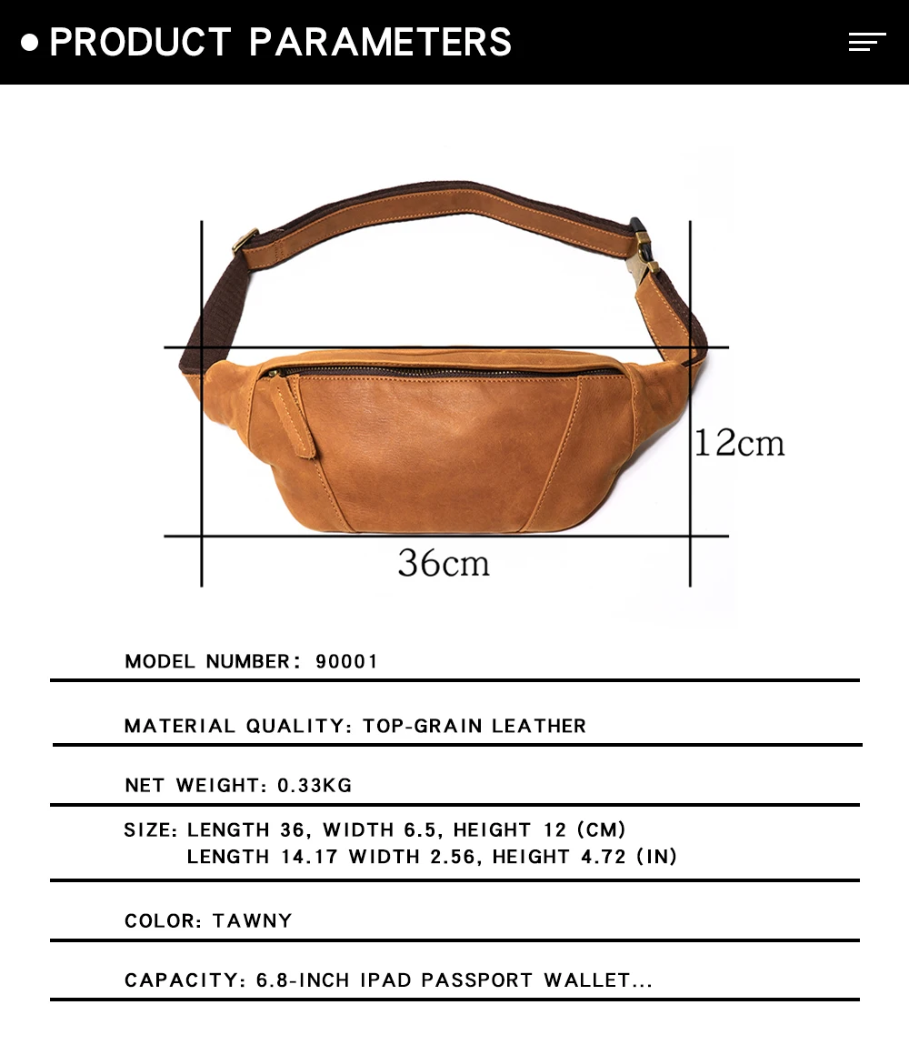 Crazy Horse Leather Waist Bag Men's Genuine Leather Crossbody Chest Pack Outdoor Sports Phone Pouch Adjustable Belt Bag Crazy Horse Leather Waist Bag Men's Genuine Leather Crossbody Chest Pack Outdoor Sports Phone Pouch Adjustable Belt Bag