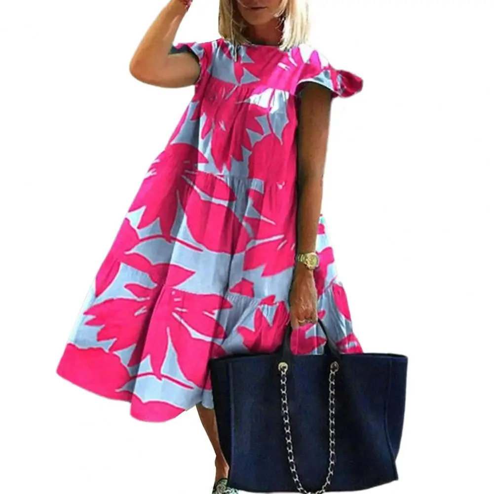 Loose Women Dress Patchwork Pleated Midi Dress for Round Neck A-line Swing Vacation Dress
Loose Women Dress Patchwork Pleated Midi Dress for Round Neck A-line Swing Vacation Dress