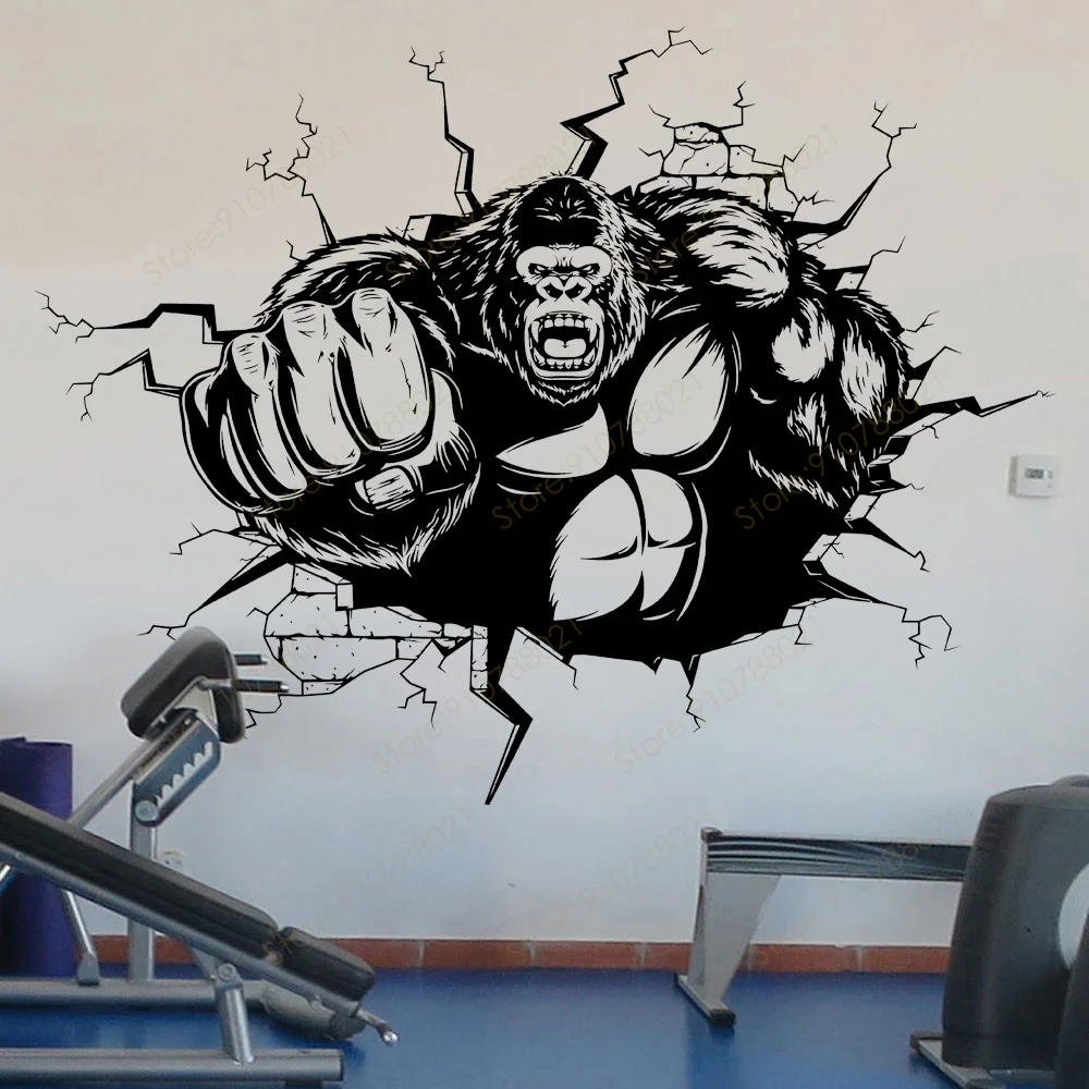Gym Studio Wall Decals Vinyl Gorilla Breaking The Wall Power Art Decoration Home GYM Fitness Workout Art Decor Room Murals S577
Gym Studio Wall Decals Vinyl Gorilla Breaking The Wall Power Art Decoration Home GYM Fitness Workout Art Decor Room Murals S577
