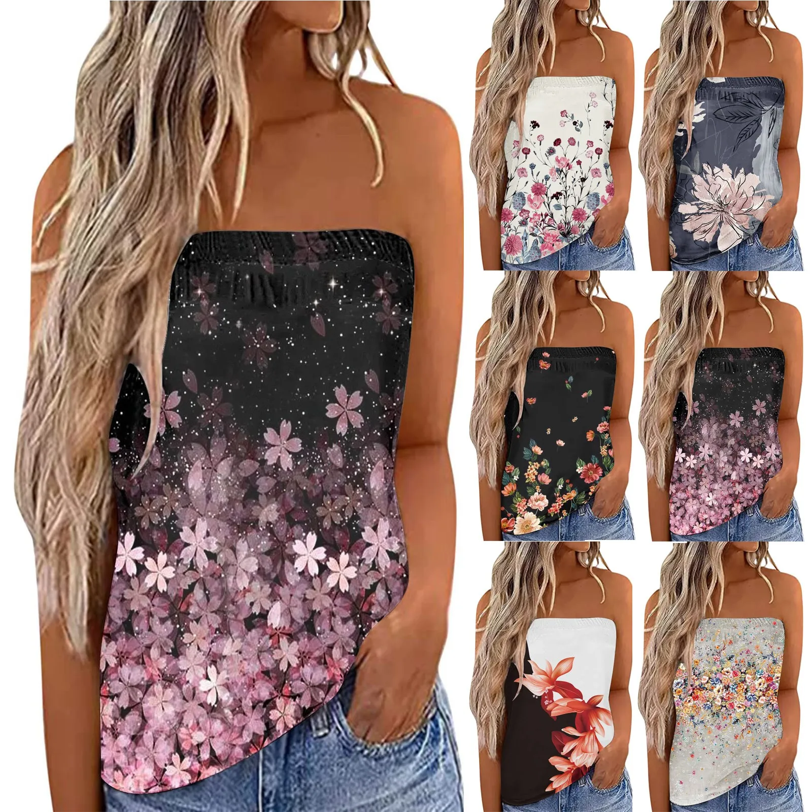 

Women's Summer Sexy Tube Top Off Shoulder Sleeveless Tops Strapless Beach Vest Bandeau Shirt Backless Sexy Tops Roupas Feminina