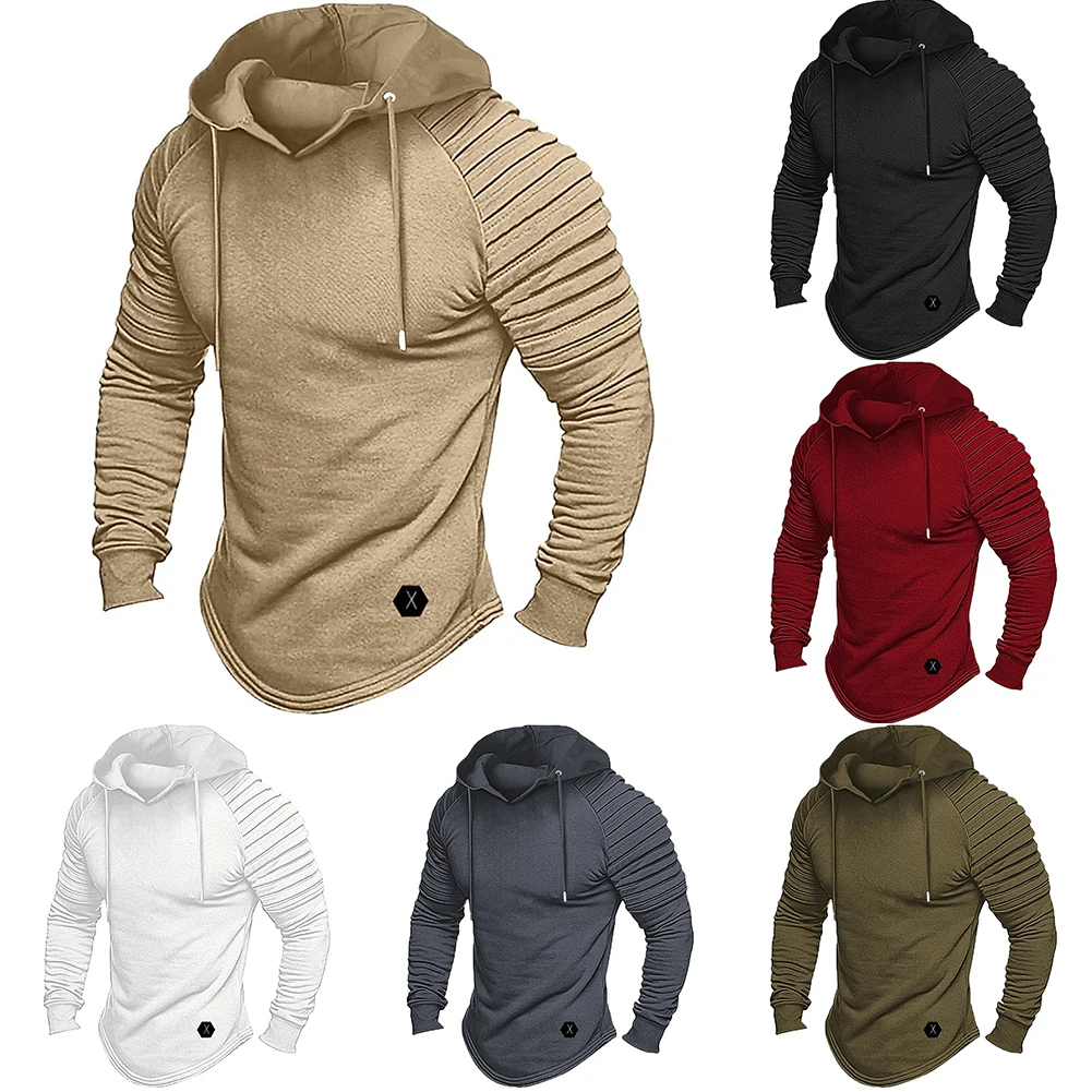 

Comfy Fashion Shirts Pullover Full Sleeve Hooded Hoodies Long Sleeve Loose Men Shirt Muscle Outdoor Slim Beach M-3XL