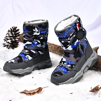 2024 Winter Childrens Boots Girls Boys Plush Water Proof Boots Casual Warm Shoes Kids Fashion Sneakers High Quality Snow Boots