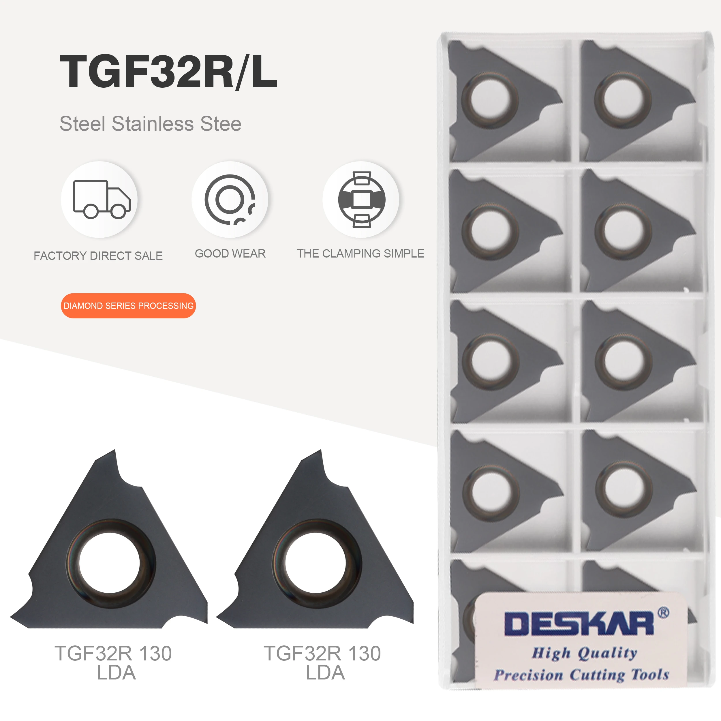 

DESKAR 100%TGF32R TGF32L 130 135 140 145 150 155 160 165 170 175 180 190 LDA Shallow Groove Blade Slot Turning Tools For STGFR