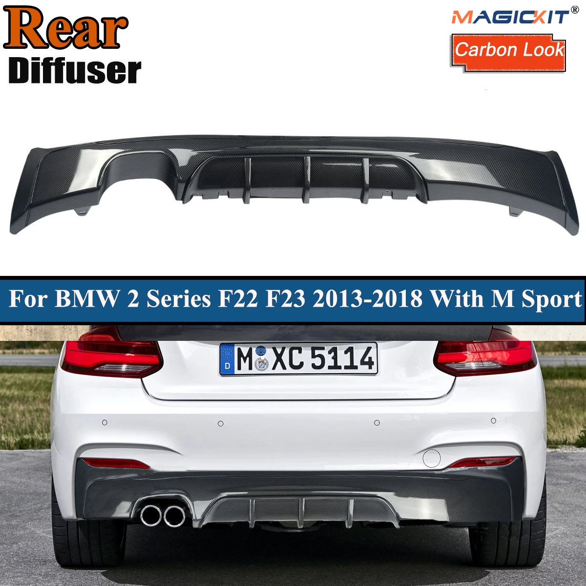 

Carbon Fiber Look M Performance Rear Diffuser For BMW 2 Series F22 F23 M235i M240i 2014- 2019 Dual Exhaust Outlet Guard Spoiler