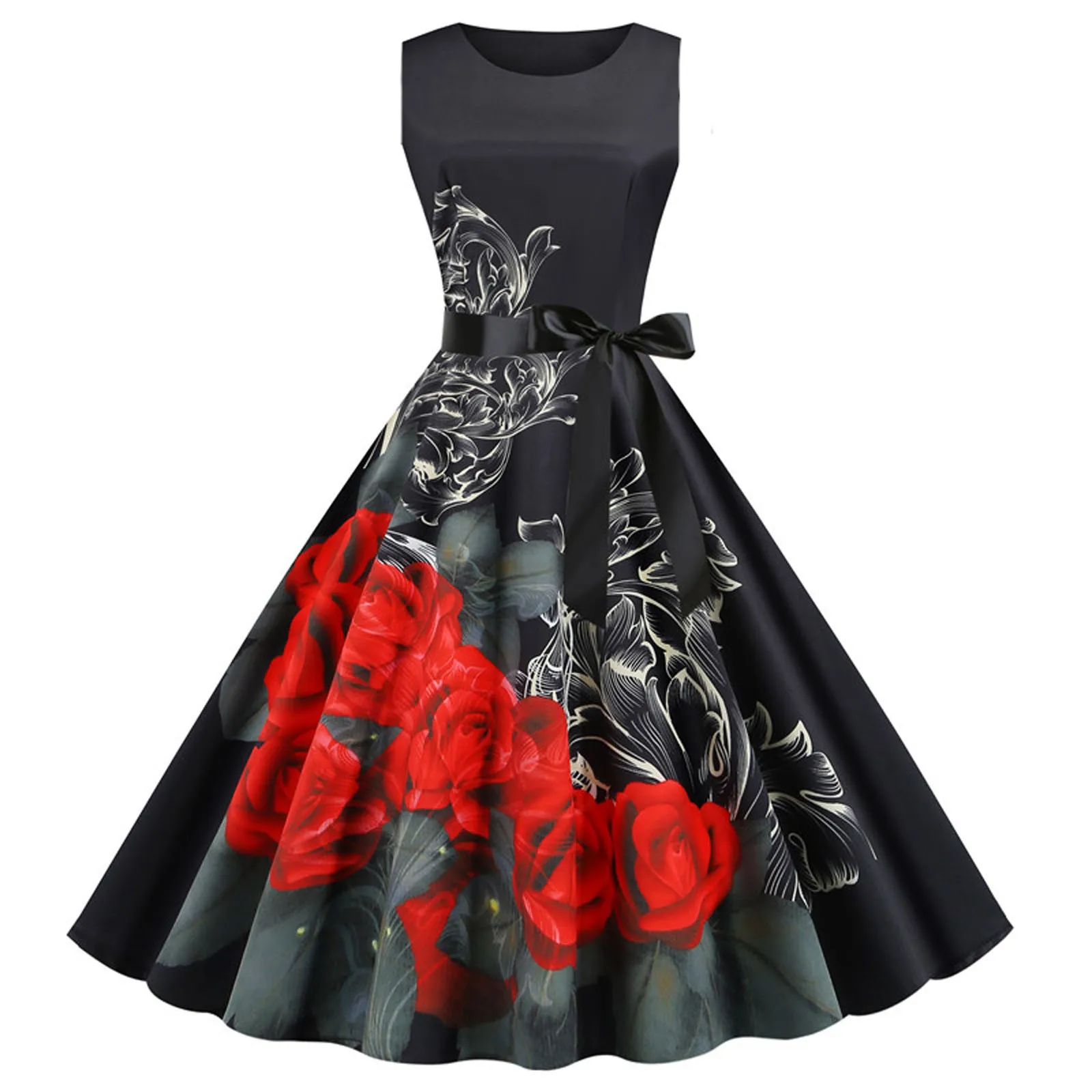

Women Summer Vintage Dress Clothing Floral Robe Retro Swing Casual 50S 60S Rockabilly Dresses Party Vestidos 2023 New Dresses