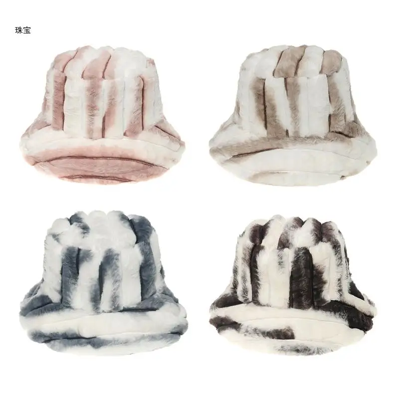 X5QE Solid Color Fisherman Faux Rabbit Fur Striped Basin Hat for Boy Girl Winter 
X5QE Solid Color Fisherman Faux Rabbit Fur Striped Basin Hat for Boy Girl Winter