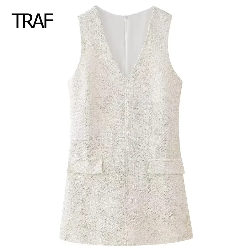 TRAF V-Neck Sleeveless Dress Women Dresses Spring Summer 2024 Mini Metal Foil Dresses Elegant Evening Dresses For Women Luxury
TRAF V-Neck Sleeveless Dress Women Dresses Spring Summer 2024 Mini Metal Foil Dresses Elegant Evening Dresses For Women Luxury
