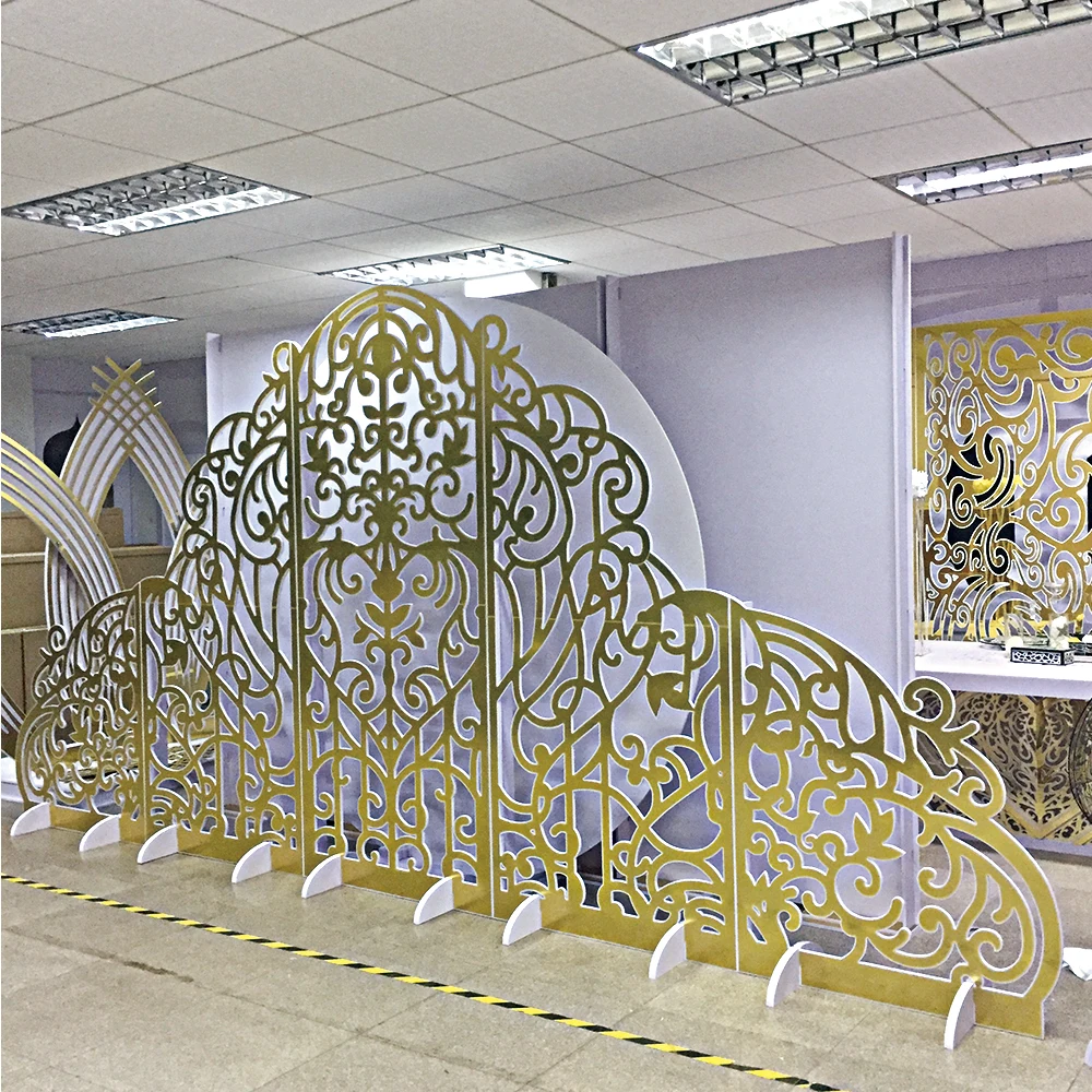 2022 Newest Designed Golden Hollow Pattern Indian Wedding Backdrop For Stage Decoration
2022 Newest Designed Golden Hollow Pattern Indian Wedding Backdrop For Stage Decoration