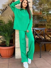 Sister Fara Spring Knit Pullover Sweater Set Women+High Waist Wide Leg Pants Autumn Female Solid Loose Knitting Two-piece Suit
Sister Fara Spring Knit Pullover Sweater Set Women+High Waist Wide Leg Pants Autumn Female Solid Loose Knitting Two-piece Suit