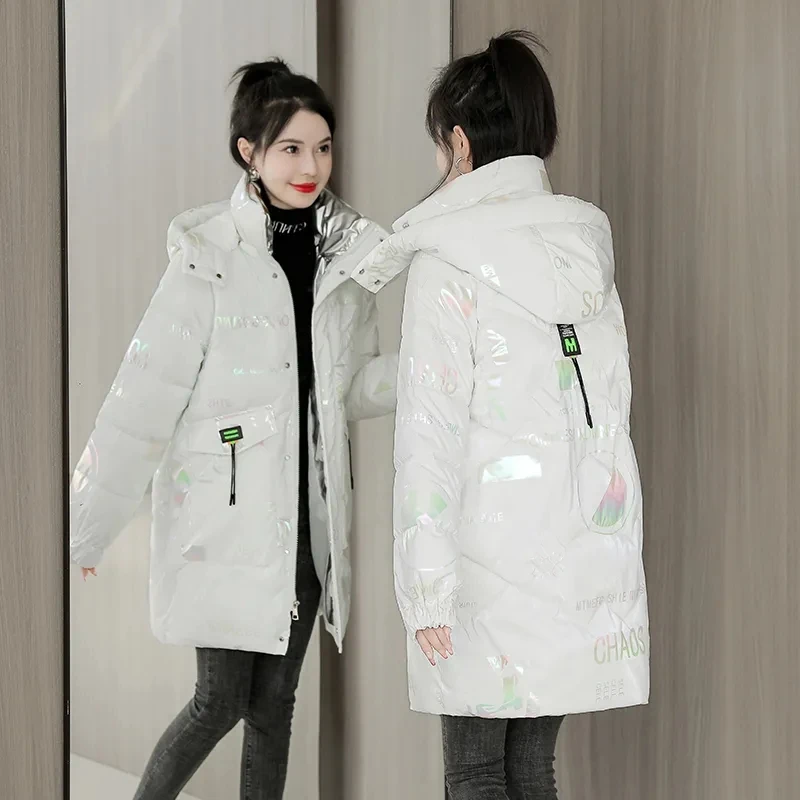 

Новинка 2023, модная зимняя куртка, женское пуховое пальто, Повседневная Длинная толстая теплая парка с капюшоном, пуховая куртка с хлопковой подкладкой, женская верхняя одежда