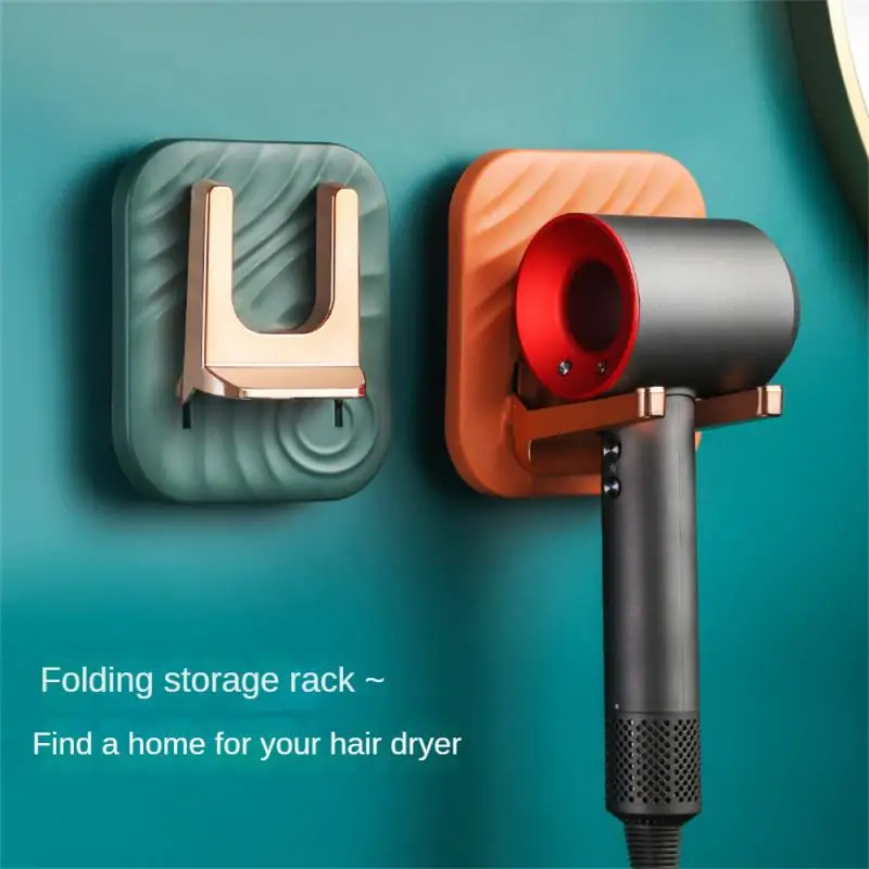 

Hair Dryer Hanger Artistic Saving Space Hole-free U-type Wall-mounted Bathroom Accessories Folding Hair Dryer Bracket Foldable