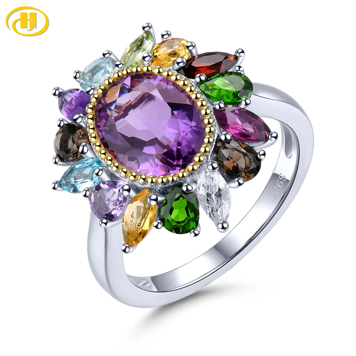 Natural Amethyst Sterling Silver Rings Genuine Diopside Citrine Topaz 4 Carats Multicolor Style Fine Jewelrys S925 Top Quality
Natural Amethyst Sterling Silver Rings Genuine Diopside Citrine Topaz 4 Carats Multicolor Style Fine Jewelrys S925 Top Quality