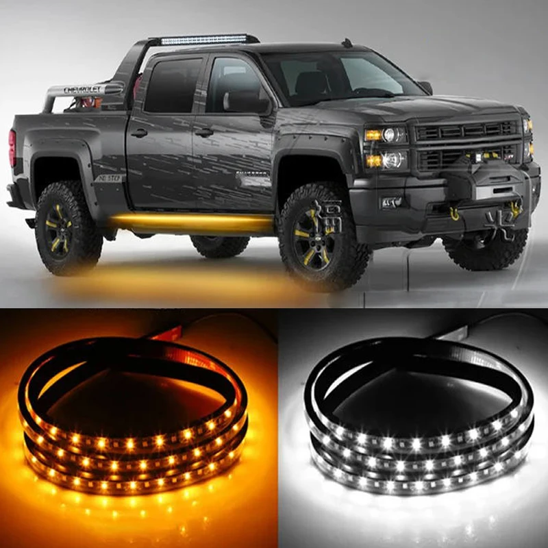 

2pcs LED Running Board Light Car Pedal Tailgate Light Strip Door Side Lights Streamer Tailgate Lamp Bar For Truck Pickup SUV Van