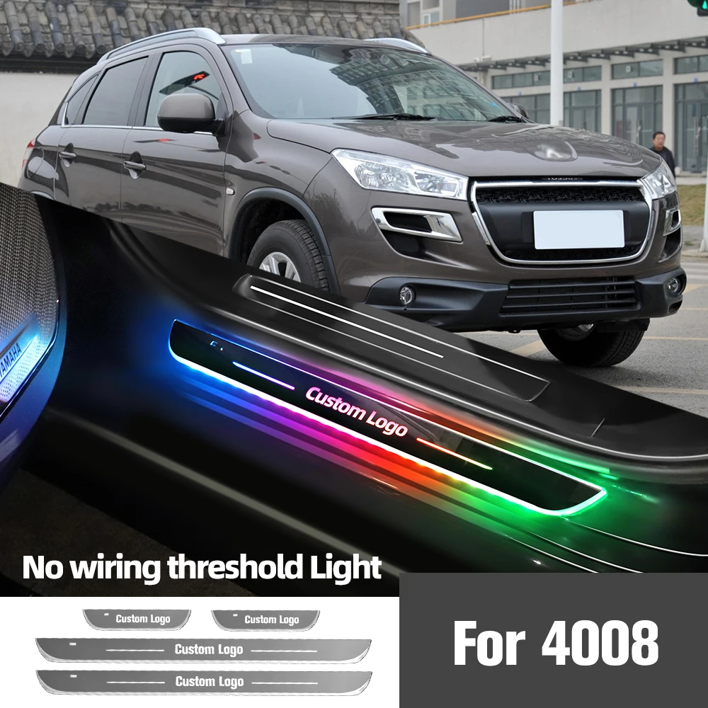 

For Peugeot 4008 2012-2017 2013 2014 2015 2016 Car Door Sill Light Customized Logo LED Welcome Threshold Pedal Lamp Accessories