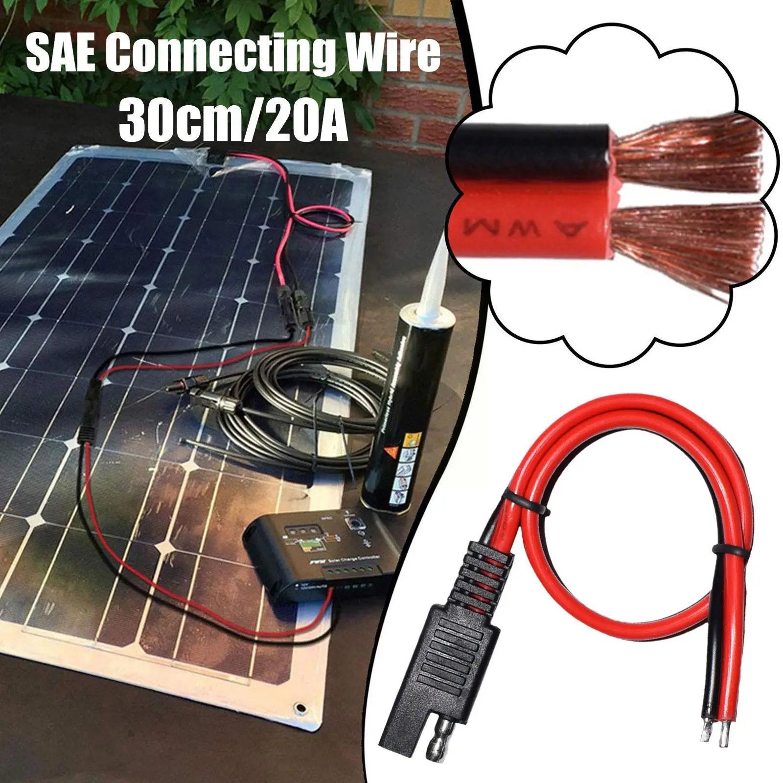 30cm 20a Sae Connecting Wire Quick Disconnect Cable Sae Power Wire With Waterproof Cover For Solar Panel W5w5
30cm 20a Sae Connecting Wire Quick Disconnect Cable Sae Power Wire With Waterproof Cover For Solar Panel W5w5