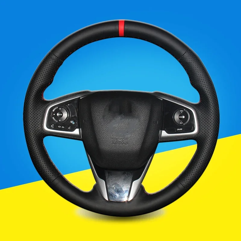 

Car Steering Wheel Cover for Honda Civic 10 2016 2017 CRV CR-V 2017 Interior Auto Braid On The Steering Wheel Covers Hand Sewing
