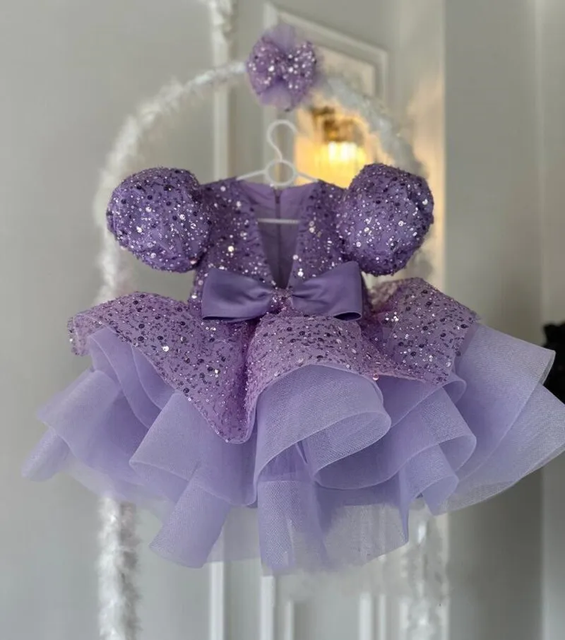 

New Coming Baby Girl 1st Birthday Outfit Lolita Tutu Dress Mother's Day Gift Flower Girl Dress First Communion Gown with Bow