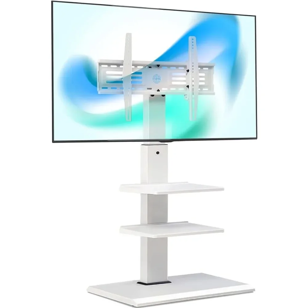 

Iron Base Universal Floor TV Stand Corner Swivel Tilt Mount for 32-75 Inch TVs With Height Adjustable Entertainment (White) Ps5