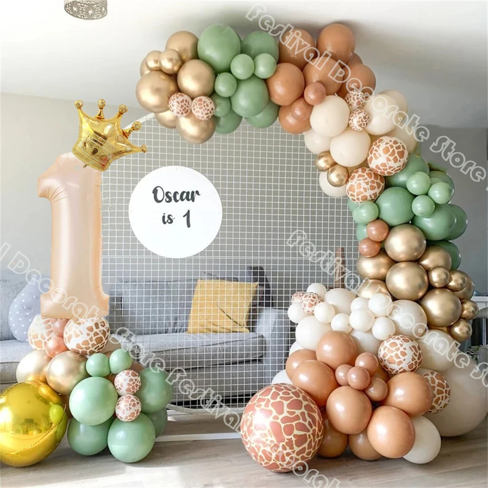 121pcs Jungle Party Giraffe Printed Retro Khaki Green Balloon Garland Kit Cream Number Balloons Wild One Birthday Party Decor
121pcs Jungle Party Giraffe Printed Retro Khaki Green Balloon Garland Kit Cream Number Balloons Wild One Birthday Party Decor