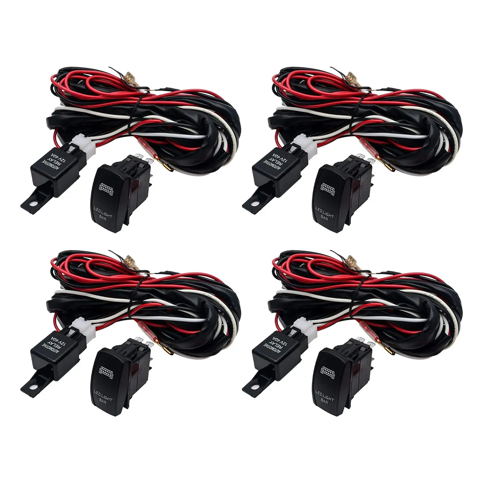 

LED Work Light Switch Wiring Harness 40A Relay Fuse Kit 12V Led Bar Rocker Switch Wiring Harness for Ship Yacht RV