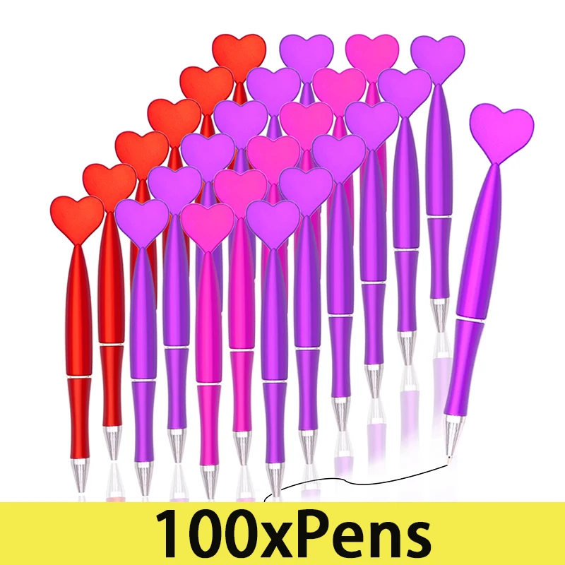 

100Pcs Valentine's Day Heart Shape Pens Black Gel Ink Rollerball Pens For Office School Supplies Birthday Presents Ballpoint Pen