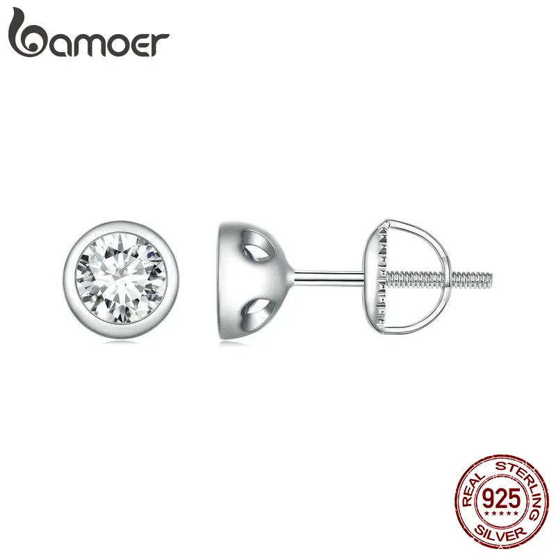 Женские серьги-гвоздики с муассанитом BAMOER, серьги из стерлингового серебра 925 пробы с круглой огранкой, ювелирные изделия для свадьбы
Женские серьги-гвоздики с муассанитом BAMOER, серьги из стерлингового серебра 925 пробы с круглой огранкой, ювелирные изделия для свадьбы