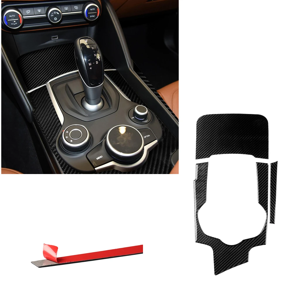 

For Alfa Romeo Giulia 2017 2018 2019 Stelvio Carbon Fiber Car Interior Gear Shift Box Panel Trim Cover Sticker Frame Decorative