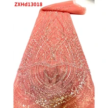 

Beautiful Ankara Beaded embroidery Lace Fabrics Hot Sale Eco-Friendly ​Cloth For woman Party Dress ZXHd13018 b