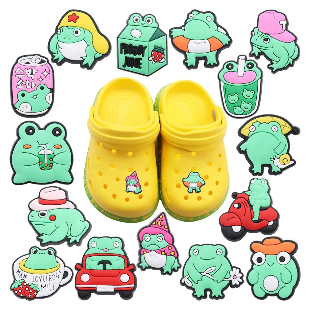 Лидер продаж, 1 шт. подвески в форме крокса для обуви, Мультяшные милые забавные зеленые лягушки, аксессуары из ПВХ, садовые украшения для обуви, подарок для детей
Лидер продаж, 1 шт. подвески в форме крокса для обуви, Мультяшные милые забавные зеленые лягушки, аксессуары из ПВХ, садовые украшения для обуви, подарок для детей