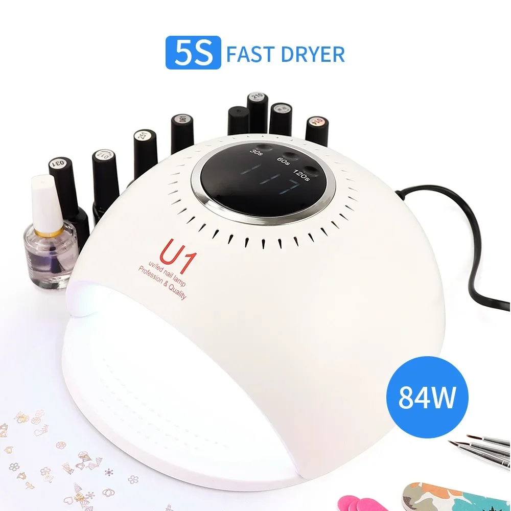 

84W Smart UV LED Nail Dryer Lamp 5S Fast Drying 42PCS LEDs Nails Gel Polish Curing Lamp Manicure Machine