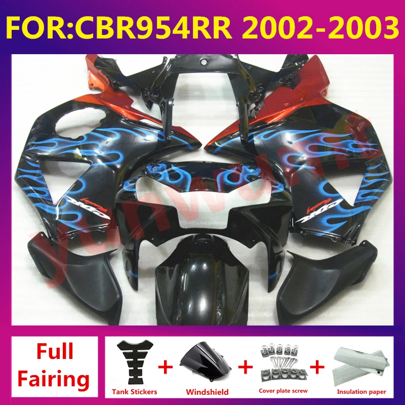 Fit For CBR900RR 954 fairings kit ABS 02 03 2002 2003 CBR954 cbr 954 cbr954rr Plastic full bodywork Fairing zxmt set blue flame
Fit For CBR900RR 954 fairings kit ABS 02 03 2002 2003 CBR954 cbr 954 cbr954rr Plastic full bodywork Fairing zxmt set blue flame