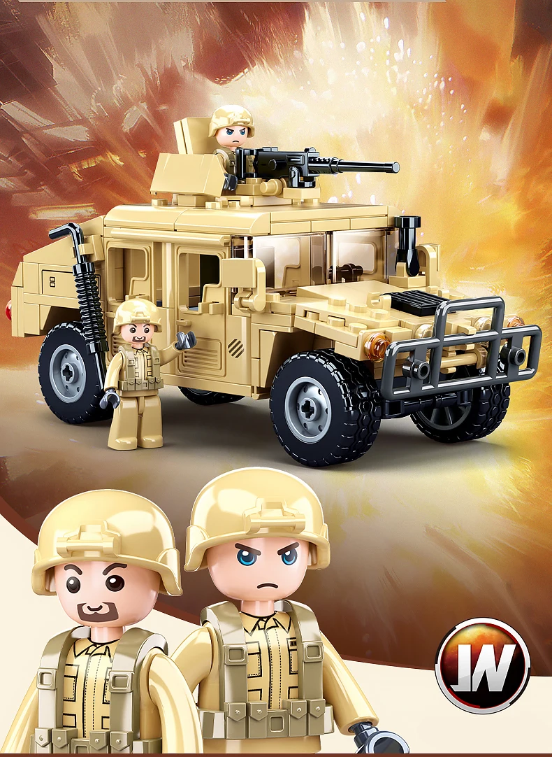 265PCS WW2 Military SWAT H2 Assault Vehicle Car Building Blocks Army Soldier Armor Car Model Bricks DIY Toys Gifts For Kids Boys 265PCS WW2 Military SWAT H2 Assault Vehicle Car Building Blocks Army Soldier Armor Car Model Bricks DIY Toys Gifts For Kids Boys
