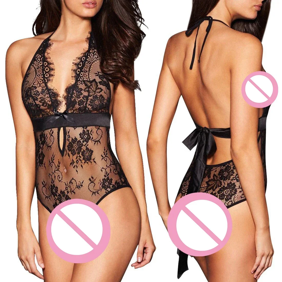 Nuisette sexy en dentelle pour femmes 7.0, sous-vêtements, lingerie féminine, dos nu, chemise de nuit transparente 5