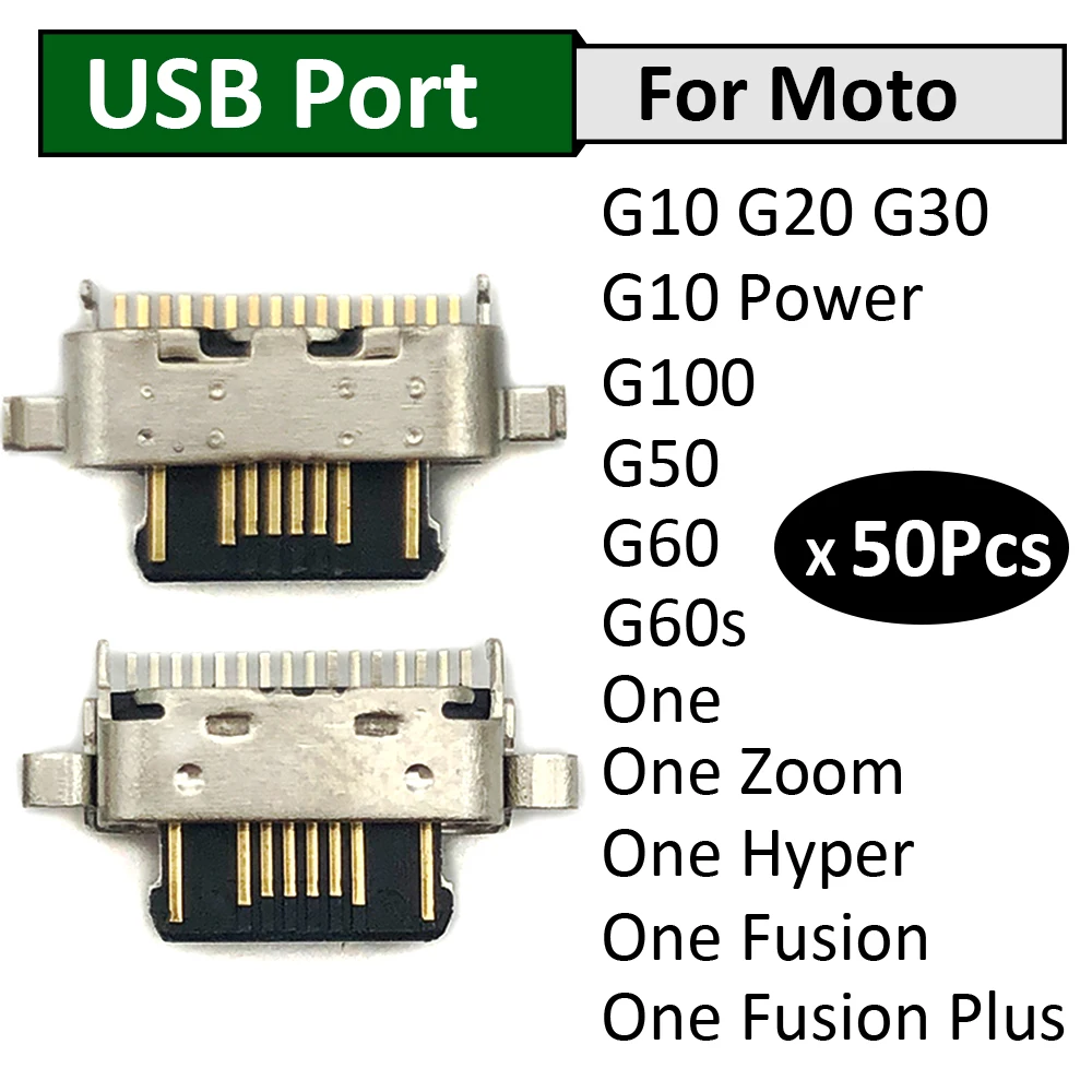 

50Pcs, Charger USB Charging Port Dock Connector For Moto G10 G100 G20 G30 G50 G60 G60s Power One Zoom Hyper Fusion Plus