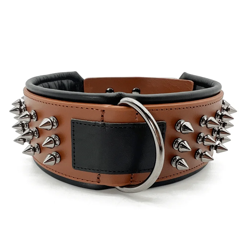 

Heavy Duty Spike Studded Dog Genuine Leather Collar, Durable And Comfortable, Dog Rivet Collar For Medium And Large Sized Dogs