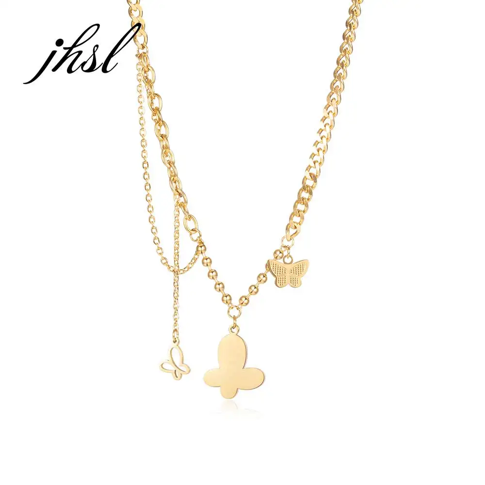 JHSL Fashion Jewelry Women Statement Butterfly Pendants Necklaces Gold Color Stainless Steel Chain
JHSL Fashion Jewelry Women Statement Butterfly Pendants Necklaces Gold Color Stainless Steel Chain