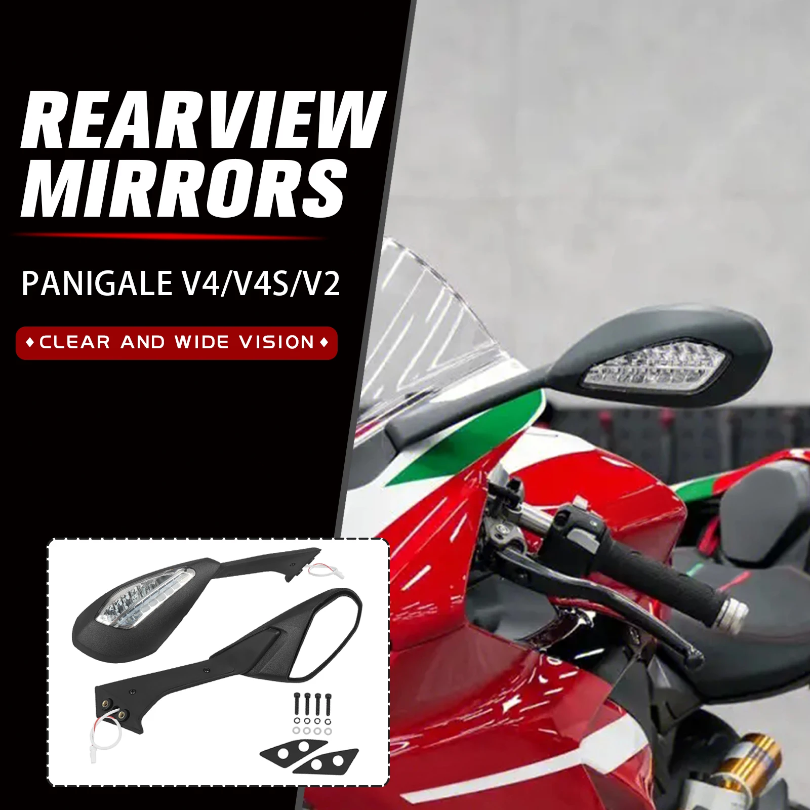 Регулируемые зеркала заднего вида для мотоциклов Ducati Panigale V4 S V4S 2018-2023 V2 2020-2023
Регулируемые зеркала заднего вида для мотоциклов Ducati Panigale V4 S V4S 2018-2023 V2 2020-2023