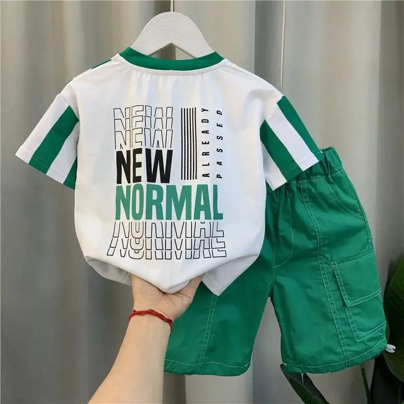 2-9Y Children's Summer Suit New Boys Cotton Short Sleeve T-shirt Shorts 2-Piece Set Foreign Kids Baby Clothing Set 2- 
2-9Y Children's Summer Suit New Boys Cotton Short Sleeve T-shirt Shorts 2-Piece Set Foreign Kids Baby Clothing Set 2-